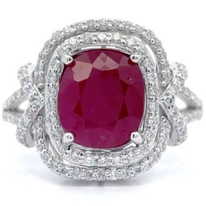 Oscar Friedman 3.21 Carat Natural Burmese Ruby & Natural Diamond Ring in Platinum w GIA Report $22,790 Appraisal Included VIDEO