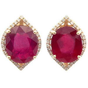 18.41 Carat Natural Ruby & Natural Diamond Earrings in 14K Yellow Gold Appraisal Included VIDEO
