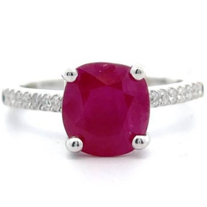 3.17 Carat Natural Burmese Ruby & Natural Diamond Ring in 18K White Gold w GIA Report $12,867 Appraisal Included VIDEO