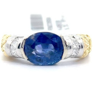 3.94 Carat Natural Sapphire & Natural Diamond Ring in Platinum & 18K Gold $17,540 Appraisal Included VIDEO