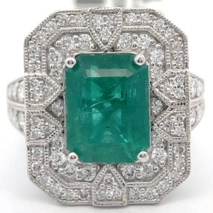 Oscar Friedman 4.37 Carat Natural Emerald & Natural Diamond Ring in Platinum $25,416 Appraisal Included VIDEO