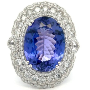 Oscar Friedman 14.90 Carat Natural Tanzanite & Natural Diamond Ring in Platinum w GIA Report  Appraisal Included $56,680 Appraisal Included VIDEO