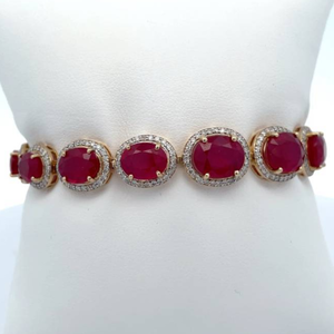 40.06 Carat Natural Ruby & Natural Diamond Bracelet in 14K Yellow Gold $17,186 Appraisal Included VIDEO