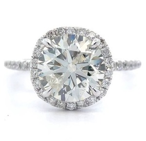 4.05 Carat Natural Diamond Halo Engagement Ring in 14K White Gold $48,500 Retail VIDEO