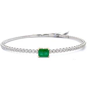 New 1.46 Carat Natural Emerald & Diamond Bangle Bracelet in Two-Tone Gold $4,350 Retail VIDEO
