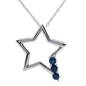 Lucky Star Natural Blue Sapphire Star Necklace in White Gold Retail $1,350 VIDEO