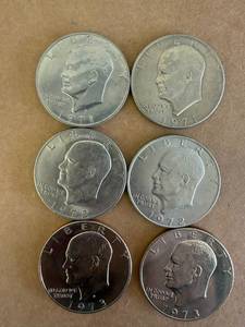1971, 1972 & 1973 D&P Eisenhower Dollars - 6 Coins