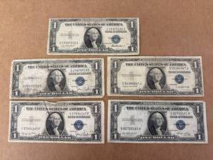 5 Different 1935 Silver Certificates - C, D, E, F & G