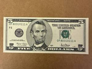 2001 6 Atlanta $5 Bill Gem