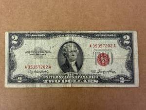 1953D Red Seal $2 Bill