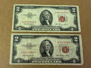 2 - 1953N Red Seal $2 Bills