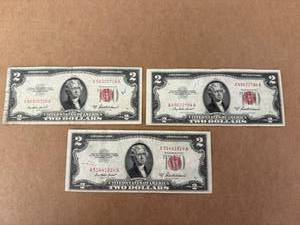 3 - 1953A Red Seal $2 Bills