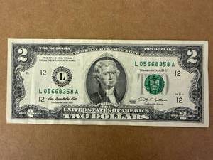 2009 L12 Unc $2 Bill
