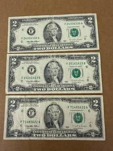 3 - 1995 6F $2 Bills