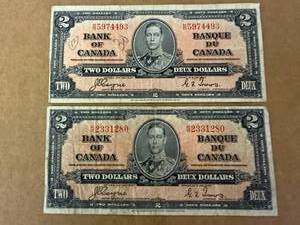 2 - 1937 Bank of Canada $2 Bills