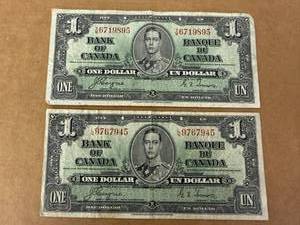 2 - 1937 Bank of Canada $1 Bills