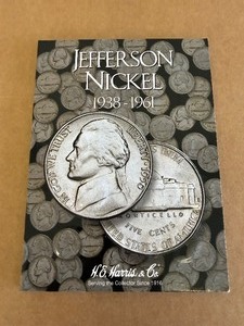 Jefferson Nickel Book 1938-1961 with 12 Silver War Years Coins