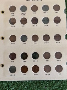 Lincoln Wheat Cents 1909VDB - 1917 (18 coins)