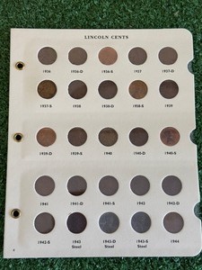 Lincoln Wheat Cents 1936 - 1944 including 1943 Steel Cents (25 total coins)