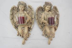 Resin Angel Wall Sconce Candle Holders 13.5 tall