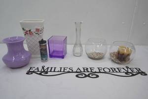 Glass & Ceramic Vases, Families are Forever Metal Wall Sign, Welcome Vinyl Wall Lettering