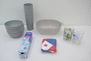 Poly Strainer (1ct), Large Tumblers (4ct), Bowls (4ct), Glass Disney Collectible Cups (2ct), Dixi 3 oz Cups