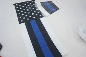 New Police Flags (3ct) Police Porch Banners. Black & Blue