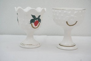 Vintage 1963 Relpo Ceramic White Hobnail Chalice Planters. Samson Imports. 5320A 5320B. MCM