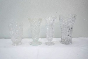 Collection of Vintage Cut & Pressed Crystal Glass Vases