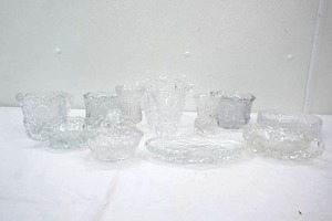 Collection of Vintage Cut & Pressed Crystal Glass Pieces Including a couple pieces of the States pattern by US Glass Co - light grey color