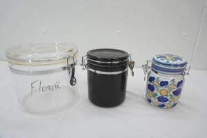 (3ct) Canisters. 1 Poly, 2 ceramic