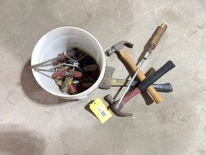 Misc Bucket of Hammer and Screwdrivers