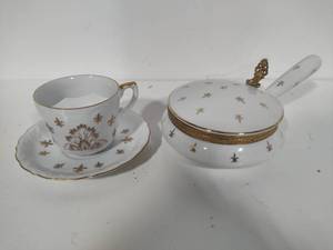 Lefton China Teacup & Saucer  Crumb Keeper