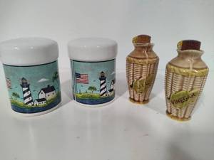 Warren Kimble Coastal Breeze Salt & Pepper and OilVinegar Set