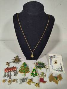 Lot of Asst HolidayReligious PinsNecklace