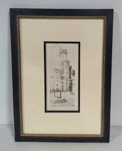 Piazza Della Cisterna in San Gimignano Etching by Adelindo Tassi