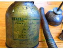Lot of assorted vintage oil cans and spout...