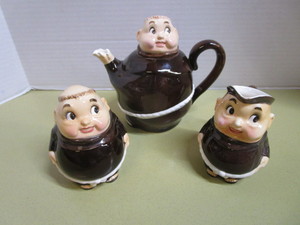Monk Teapot, Creamer, Sugar