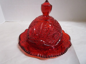 Amberina Domed Butter Dish