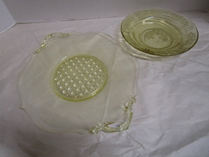 Yellow Depression Glass Plate & Soup