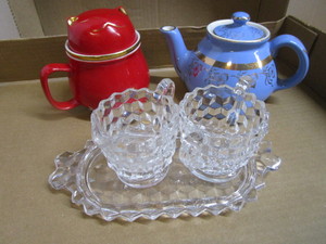Hall T-pot, Cat Cup, Cream & Sugar