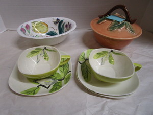 RW Art Pottery, Covered Dish, Floral