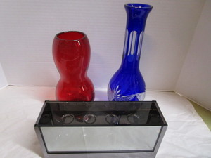 Vases Cobalt, Red, Partylite Candle Holder