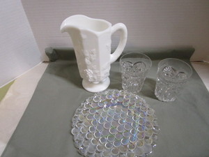 Westmoreland Pitcher, Tumblers, Plate