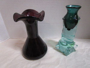 Art Glass Vase, Amethyst Vase