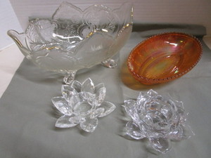 Fruit Bowl, Pickle Dish, Candle Holders