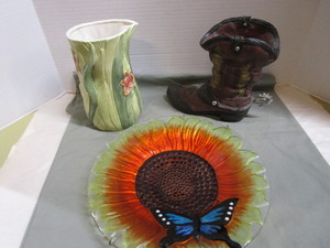 Butterfly Dish, Boot, Vase