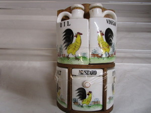 Ceramic Table Set, Vintage Chickens