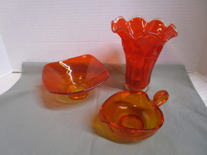 Amberina Vase, Dish, Nappy