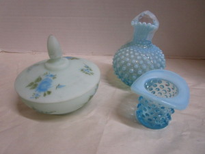 Blue Opalescent, Fenton Satin Glass